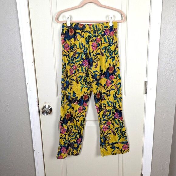 Nathalie Lété | Yellow Floral Butterfly Hedgehog Print Lounge Pants Size Extra - Picture 2 of 9